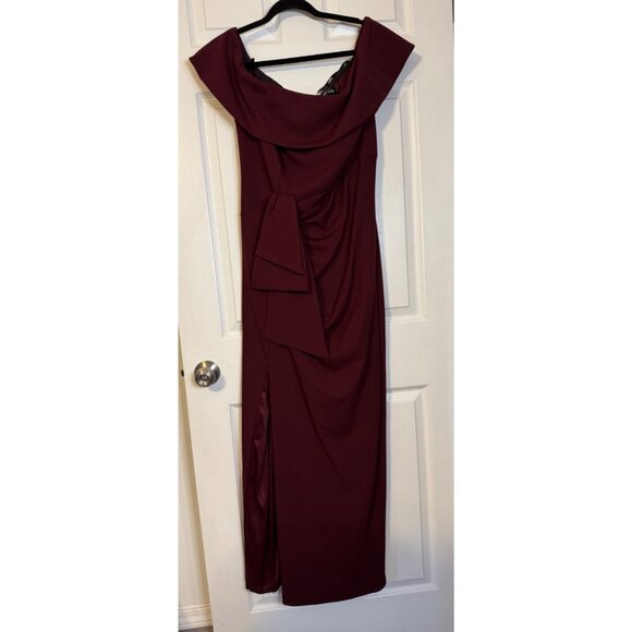 Xscape Formal Long Dress 14W Burdundy Party Gala Cruise Wedding Washable NEW - Picture 15 of 15
